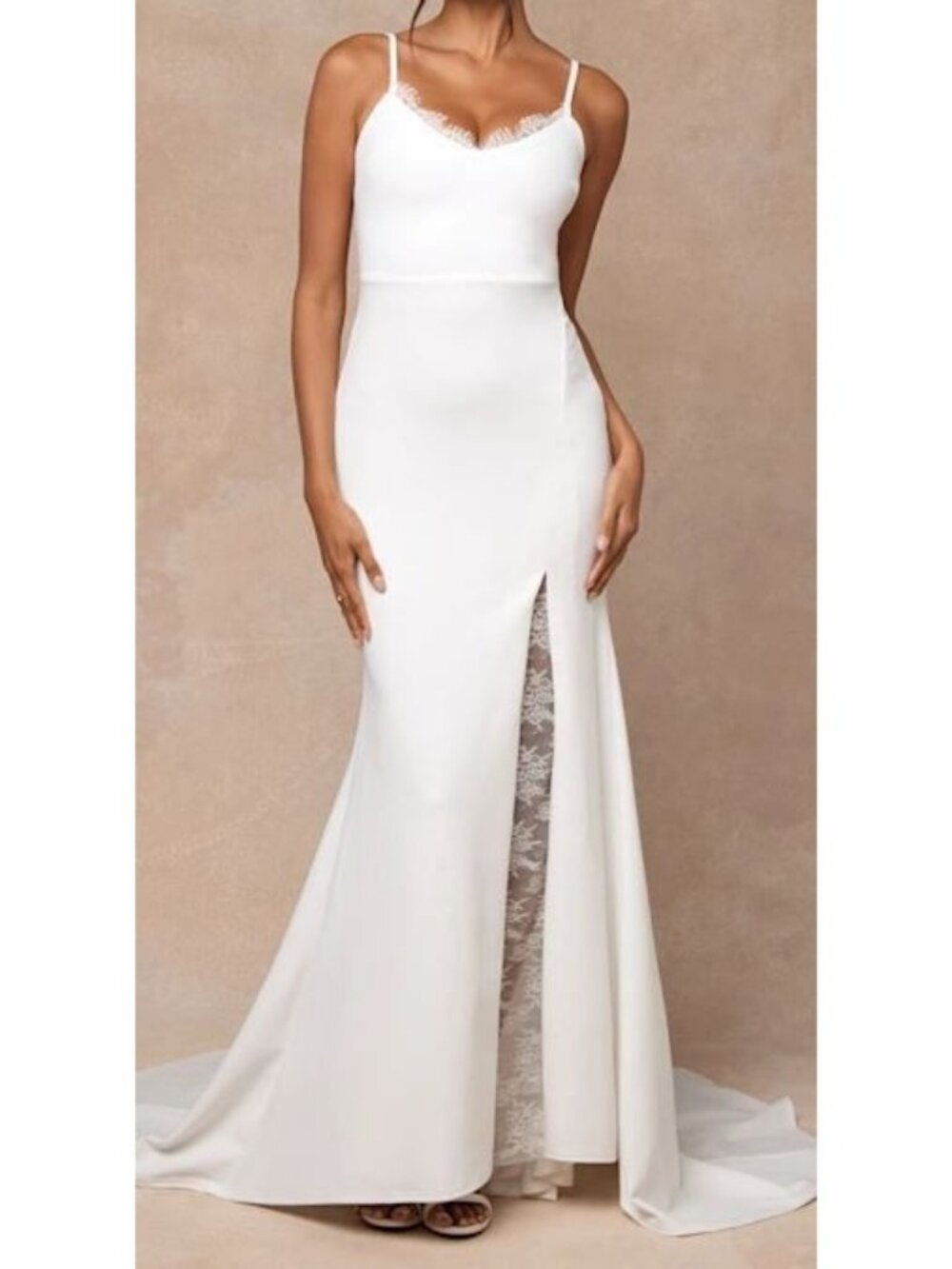 Lulus Esmeralda White Lace Mermaid Maxi Dress Size Small NWOT